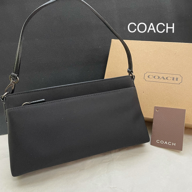 美品COACH アクセサリーポーチ　ハンドバッグ　ブラック　冠婚葬祭　パーティ