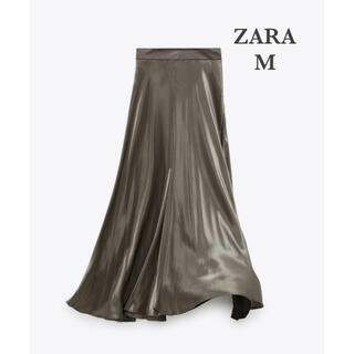 ザラ(ZARA)のZARA 新品 サテンスカートM(ひざ丈スカート)