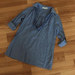 ロペピクニック(Rope' Picnic)の美品 ロペピクニック カットソー ロングシャツ チュニック デニム ブルー 38(シャツ/ブラウス(長袖/七分))