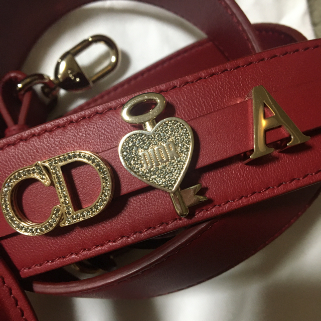 Dior(ディオール)のDior レディディオール　チャーム付き　赤 レディースのバッグ(ハンドバッグ)の商品写真