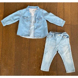 ザラキッズ(ZARA KIDS)のZaraデニムシャツ&branshes パンツ　80cm(シャツ/カットソー)