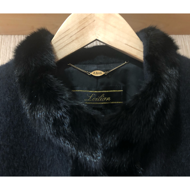♥️レリアン♥️ミンク♥️アルパカ混コート　黒色 レディースのジャケット/アウター(ロングコート)の商品写真