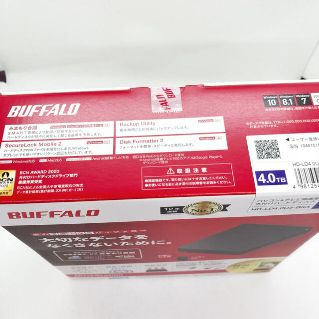 Buffalo(バッファロー)の【新品】HD-LD4.0U3-BKA バッファロー  外付けHDD 4TB  スマホ/家電/カメラのPC/タブレット(PCパーツ)の商品写真