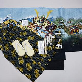 七五三 五歳 男児 羽織袴フルセット 金刺繍 グレー 袴変更可能 NO34345(和服/着物)