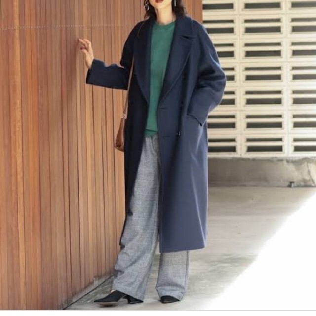 売上割引 美品 HAMILTON WOOL MIX メルトンロングPコート レディース