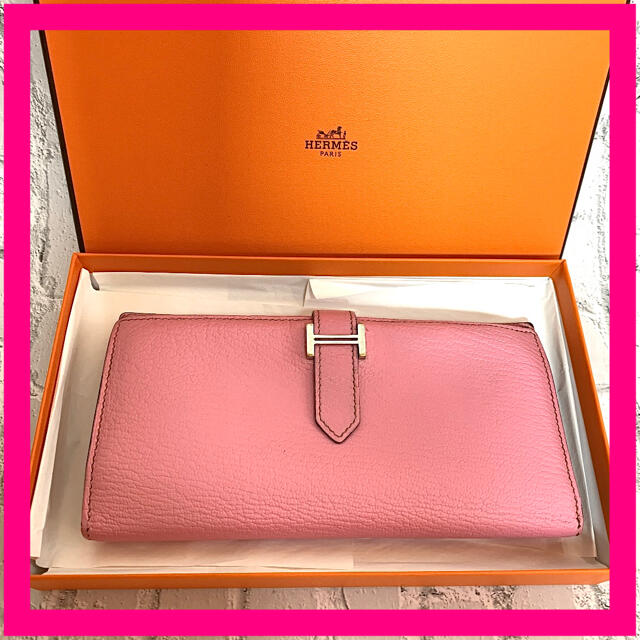 早い者勝ち❣️ HERMES エルメス ベアンスフレ ピンク 長財布