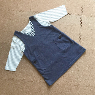 ムジルシリョウヒン(MUJI (無印良品))のジャンパースカートとTシャツのセット　110cm(ワンピース)