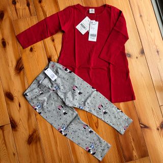 ベビーギャップ(babyGAP)の新品タグ付き babyGAPミニーレギンス＆devirockカットソーワンピース(ワンピース)