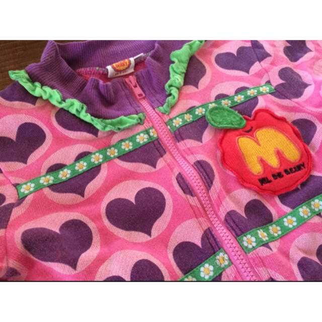 muchacha(ムチャチャ)のミルデベリー ハート柄 ピンク パーカー カバー パンツフリル セット キッズ/ベビー/マタニティのキッズ服女の子用(90cm~)(ジャケット/上着)の商品写真