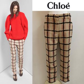 クロエ(Chloe)のChloe クロエ 2012s FRANCE製 チェック柄モヘアウールパンツ (カジュアルパンツ)