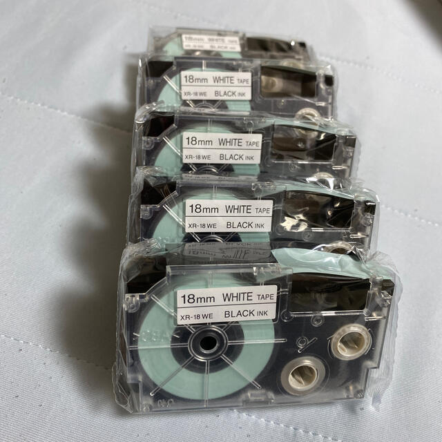まとめ)カシオ計算機 テープ XR18WE5PE 白に黒文字 18mm 5個(×3) シール、ラベル