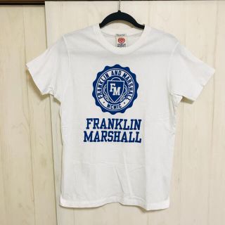 フランクリンアンドマーシャル(FRANKLIN&MARSHALL)の【美品】フランクリン&マーシャル★半袖文字ロゴTシャツ★白×青S★(Tシャツ/カットソー(半袖/袖なし))