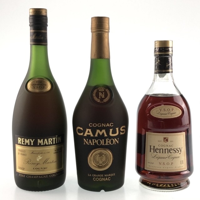 ネット割引 3本 REMY MARTIN CAMUS Hennessy コニャック 食品/飲料/酒