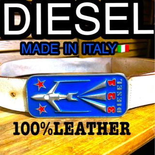 ディーゼル(DIESEL)のDIESEL【牛革】ヴィンテージ・ホワイトレザーベルト🇮🇹イタリア製(ベルト)