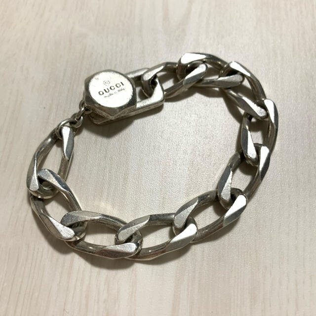 激レア 美品【オールドグッチ】ヘビー フィガロ チェーン ブレスレット