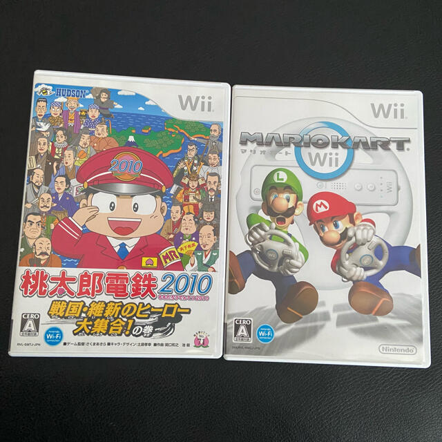 Wii(ウィー)の桃鉄　マリオカート　wii 動作確認済み　セット エンタメ/ホビーのゲームソフト/ゲーム機本体(家庭用ゲームソフト)の商品写真