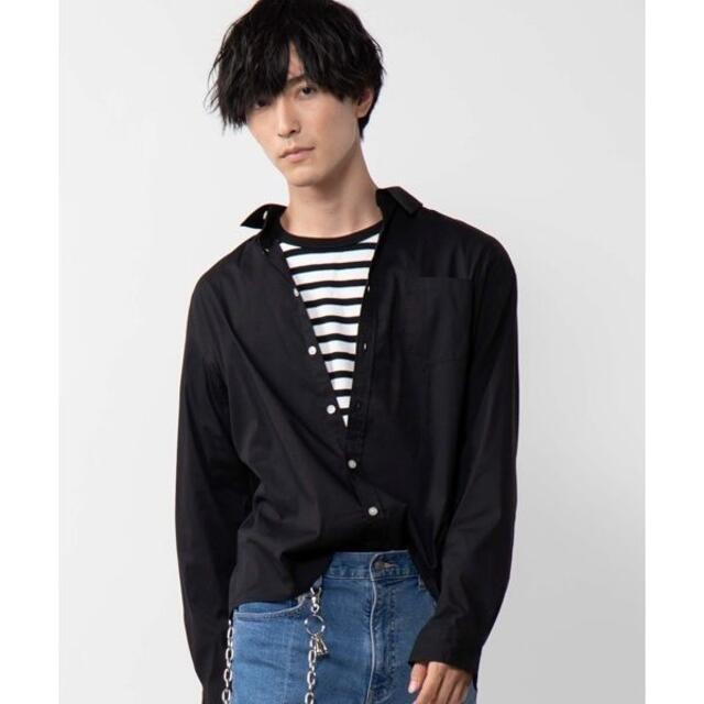 WEGO(ウィゴー)の新品【男女兼用】ブラック ストレッチブロードシャツ ウィゴー（WEGO) メンズのトップス(シャツ)の商品写真