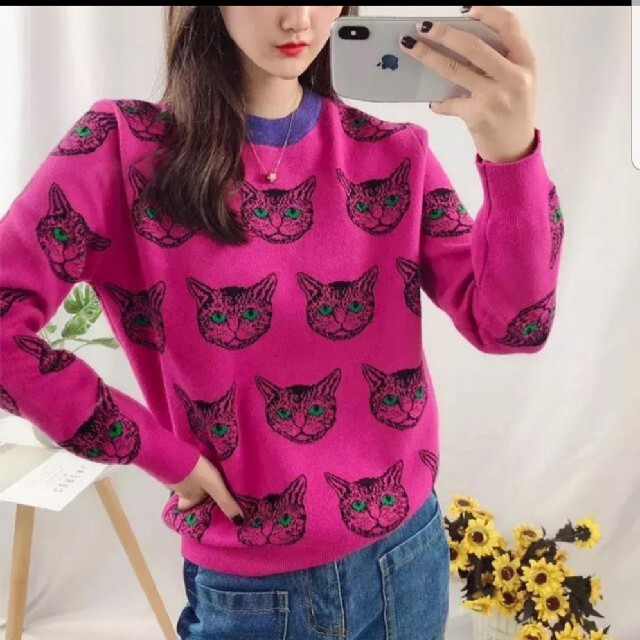 ZARA(ザラ)のインポート　猫ちゃんニット レディースのトップス(ニット/セーター)の商品写真