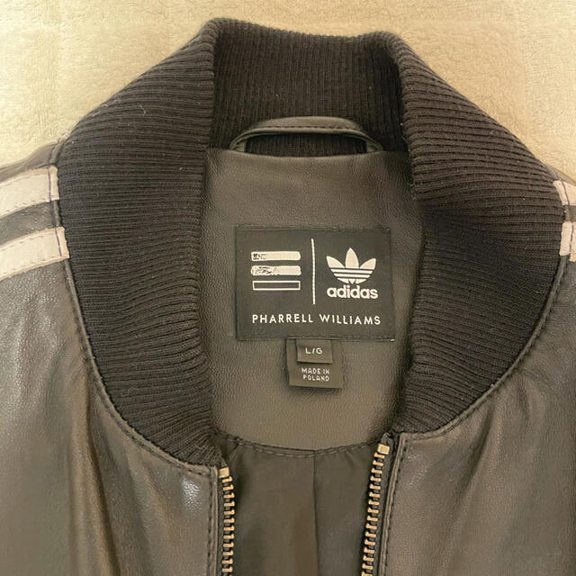adidas - Pharrell Williams × adidas レザージャケット 黒の adidas - Pharrell Williams × adidas レザージャケット 黒の