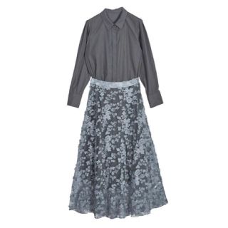 アメリヴィンテージ(Ameri VINTAGE)のLACE LAYERED SHIRT DRESS アメリヴィンテージ(ロングワンピース/マキシワンピース)