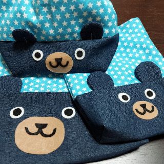 【ハンドメイド】くま3点セット！レッスンバッグ、上靴入れ、お弁当袋(通園バッグ)