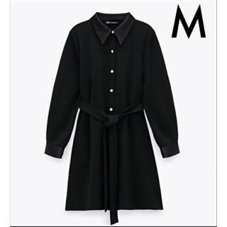 ザラ(ZARA)の【新品未使用】ZARA ベルト付きシャツワンピース M(ミニワンピース)