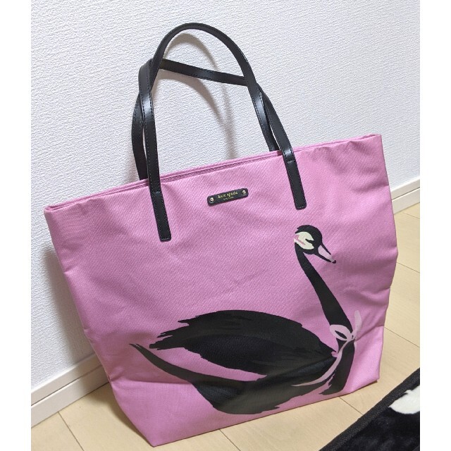 【美品】kate spade new york 鳥 ピンク大きめ トートバッグKATESPADE