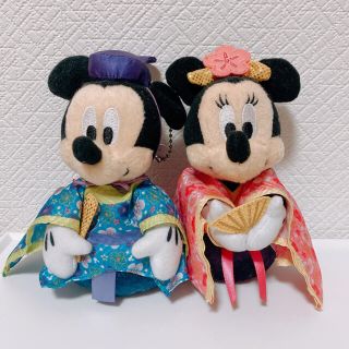 2017年　ミッキー&ミニー　おひなさま　ぬいぐるみバッチ(キャラクターグッズ)