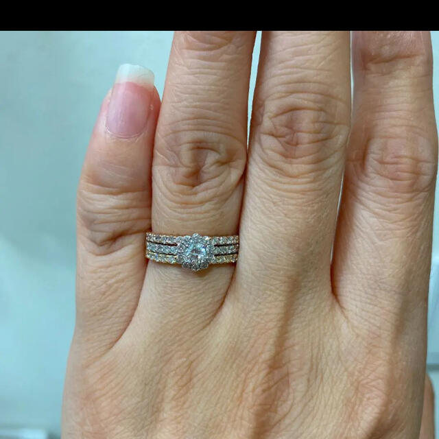 良質 0.9ct up サンフラワー好きの方にも♡ K18YG•PG•PTリング リング