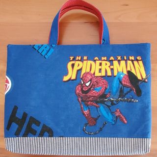 「スパイダーマン」レッスンバッグ　ビンテージシーツ(バッグ/レッスンバッグ)