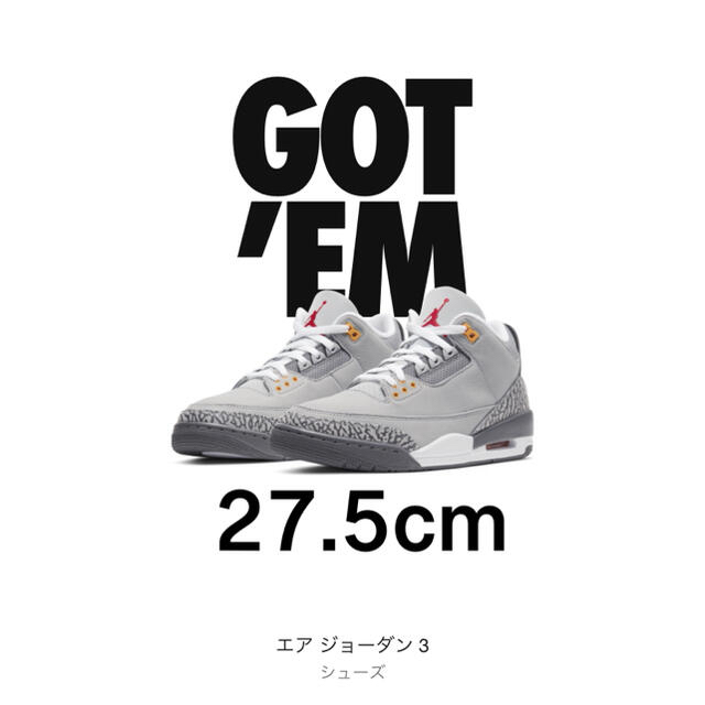 ☆最安値☆エアジョーダン 3 cool Grey