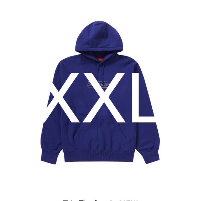 超目玉】 - Supreme KAWS navyXXL HoodedSweatshirt Logo Chalk