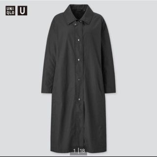 ユニクロ(UNIQLO)のライトロングコート　ブラック(トレンチコート)