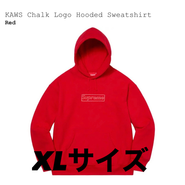 Supreme × KAWS Chalk Logo Hooded RED  XLパーカー