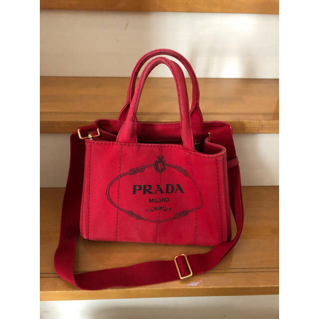 PRADA☆プラダ☆カナパ☆赤☆トートバッグ