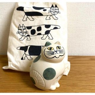 リサラーソン(Lisa Larson)のココちん様専用　リサラーソン　ねこのぶち　ターコイズとブラウン(置物)