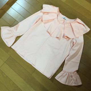 グレイル(GRL)のグレイル GRL フリルブラウス♡カットソー 新品 ピンク(シャツ/ブラウス(長袖/七分))