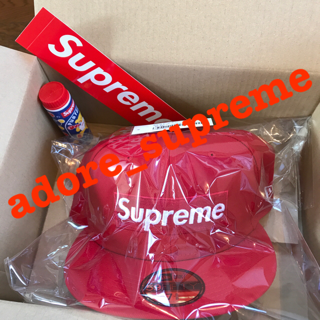 supreme Champions Box Logo New Era 赤 5/8帽子