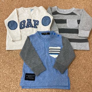 ベビーギャップ(babyGAP)の長袖 3枚セット GAP ストライプ 90 男の子(Tシャツ/カットソー)