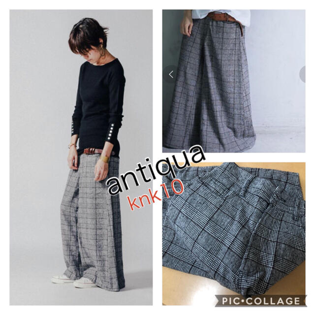 antiqua(アンティカ)のantiquaグレンチェックスカート風ワイドパンツ レディースのパンツ(カジュアルパンツ)の商品写真