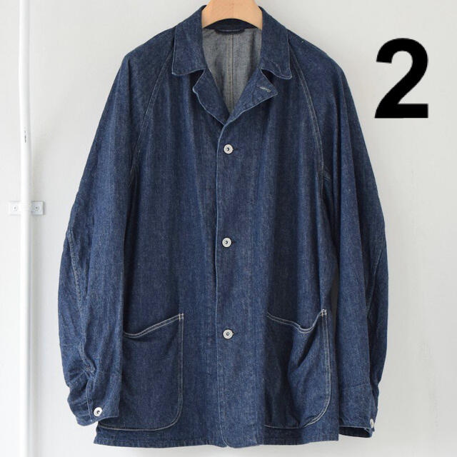 COMOLI(コモリ)のcomoli デニムワークジャケット　カバーオール　navy サイズ2 新品 メンズのジャケット/アウター(カバーオール)の商品写真
