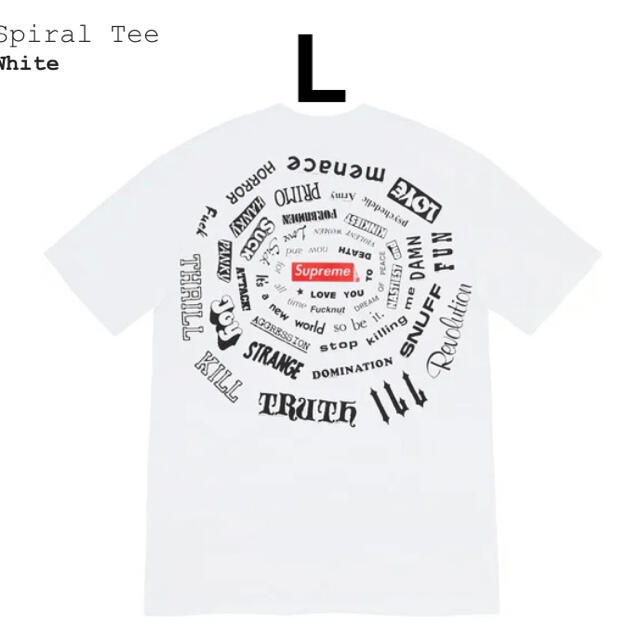 シュプリーム　Spiral Tee　白L