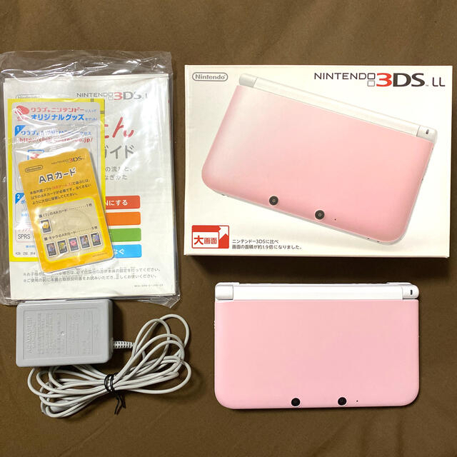 ニンテンドー3DS(ニンテンドー3DS)のNintendo 3DS  LL 本体ピンク/ホワイト　箱有り 充電器有り エンタメ/ホビーのゲームソフト/ゲーム機本体(携帯用ゲーム機本体)の商品写真