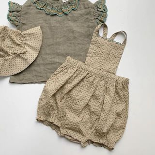 キャラメルベビー&チャイルド(Caramel baby&child )のCARAMEL ドット　ロンパース　美品　12m(ロンパース)