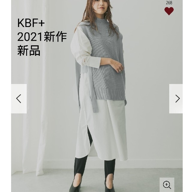 KBF+  新品  チュニックベストレイヤードシャツワンピース