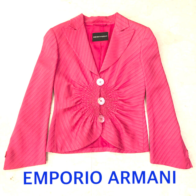 Emporio Armani(エンポリオアルマーニ)の極美品　EMPORIO ARMANI アルマーニ　ピンク　ジャケット　シェル レディースのジャケット/アウター(テーラードジャケット)の商品写真