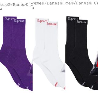 シュプリーム(Supreme)のSupreme Hanes crew socks シュプリーム 靴下　3足セット(ソックス)