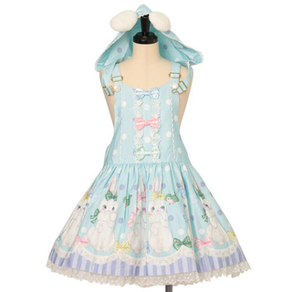 アンジェリックプリティー(Angelic Pretty)のAngelic Pretty マシュマロバニーサロペット サックス JSK OP(ひざ丈ワンピース)