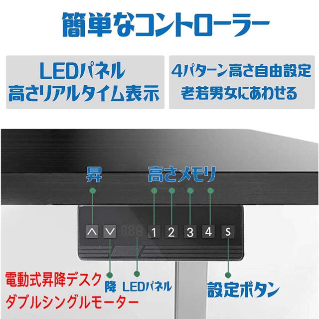 電動式昇降デスク  パゲーミングメモリー機能付き(ホワイト, ダブルモーター) スポーツ/アウトドアのアウトドア(ストーブ/コンロ)の商品写真