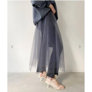 アパルトモンドゥーズィエムクラス(L'Appartement DEUXIEME CLASSE)のL'Appartement Tulle Skirt チュールスカート グレーA(ひざ丈スカート)